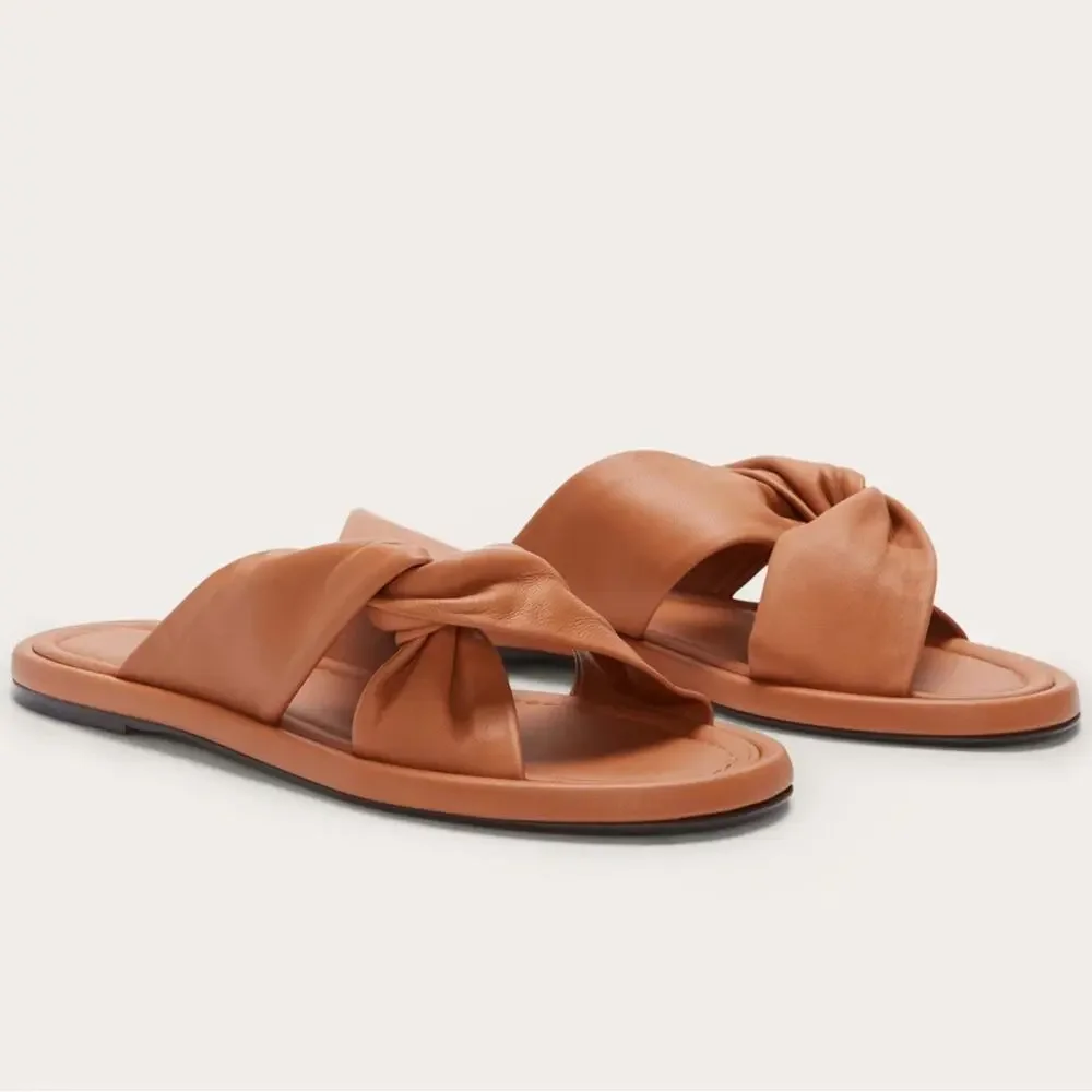 Everlane Day Twist Sandal Desert Tan Leather Flat Slide 6.5 New Without Box - Picture 8 of 8